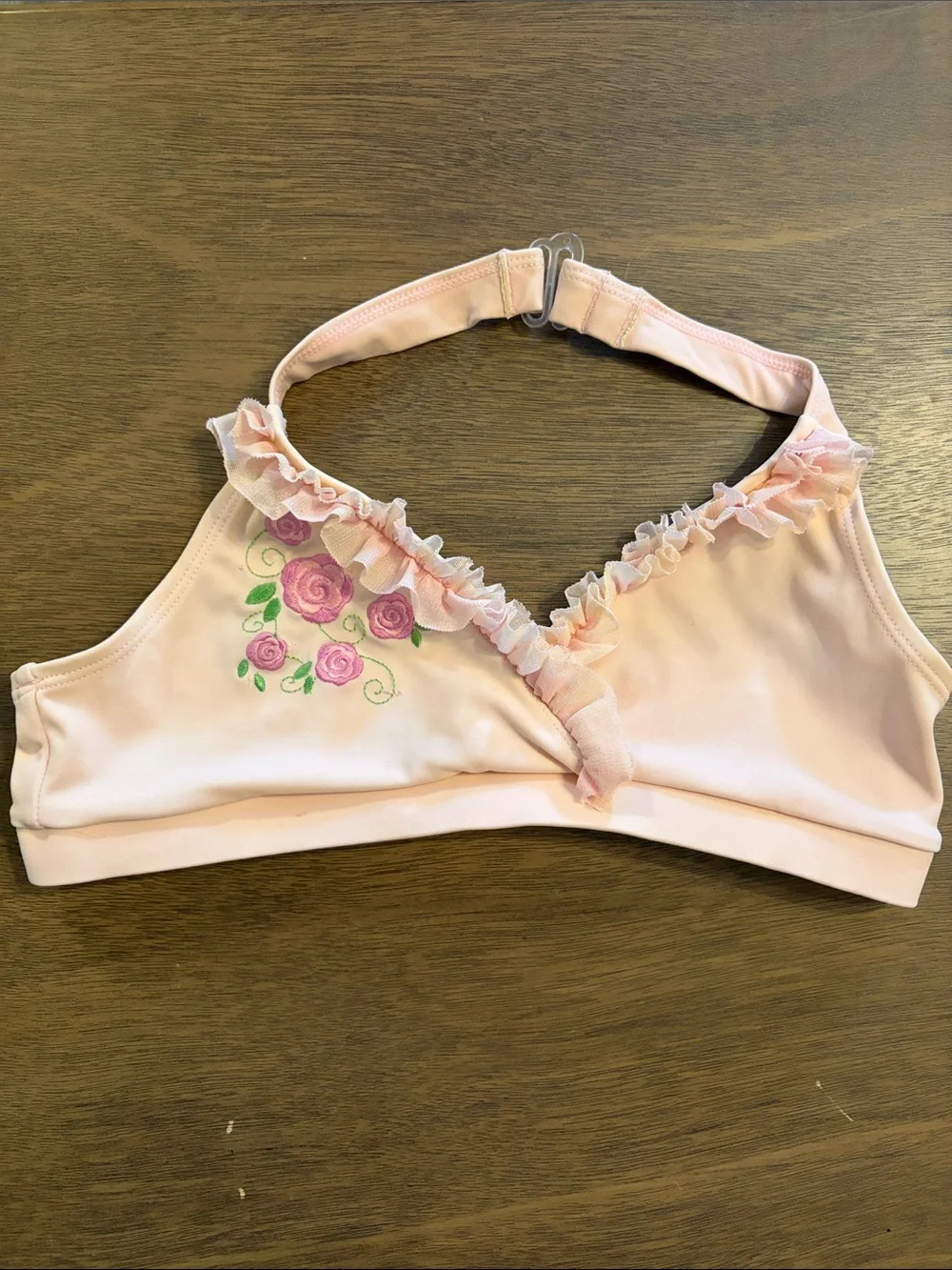 Disney Light Pink Floral Girls Bikini Top Only Size 10